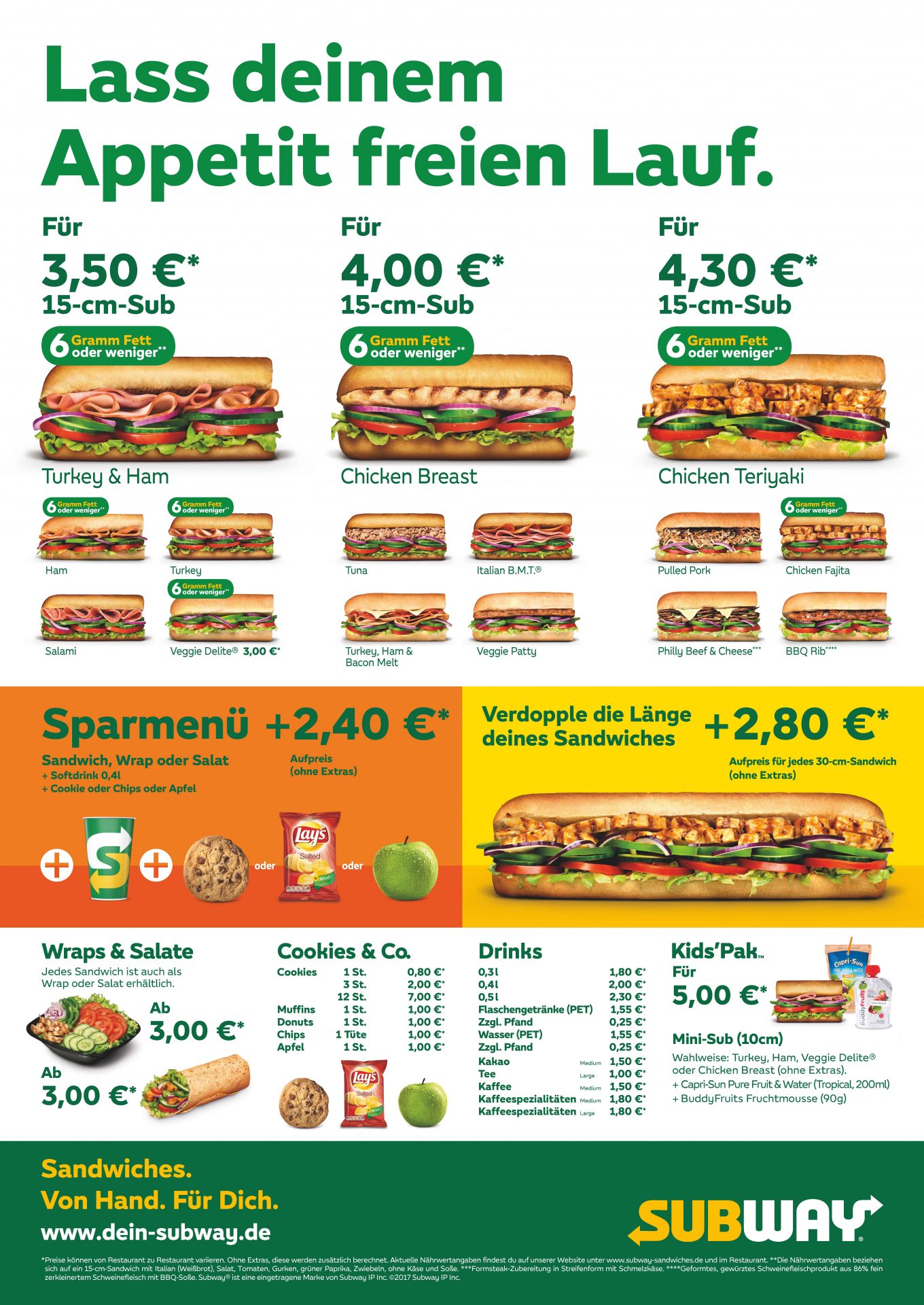 Menu Happy Sandwich UG (hb) SUBWAY® Systemgastronomie